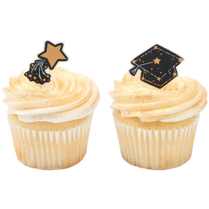 Shoot For the Stars Graduation Cupcake Picks - 12 Picks