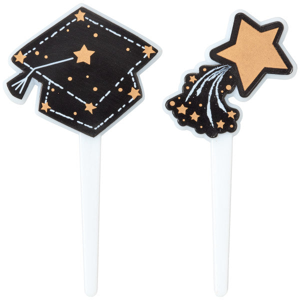 Shoot For the Stars Graduation Cupcake Picks - 12 Picks