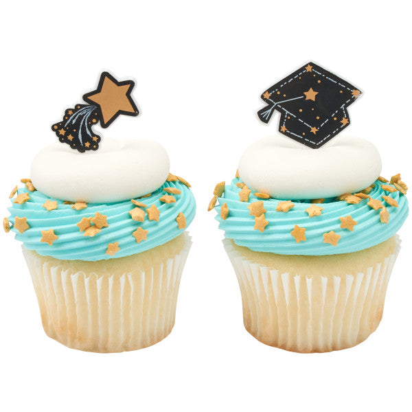 Shoot For the Stars Graduation Cupcake Picks - 12 Picks