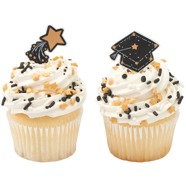 Shoot For the Stars Graduation Cupcake Picks - 12 Picks
