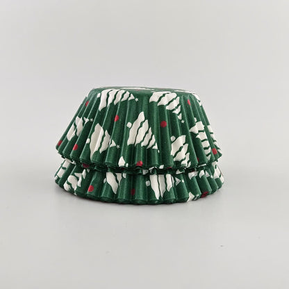 Green Christmas Tree Cupcake Liners