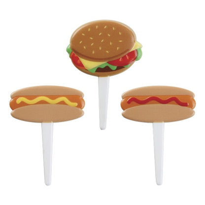 Summer Grilling Food Items Cupcake Picks - 12 Picks