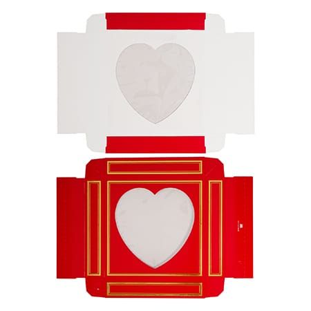 Red Candy Box with Heart Cutout and Gold Border, Half (.5) LB, 2 Piece Box with Separate Top and Bottom