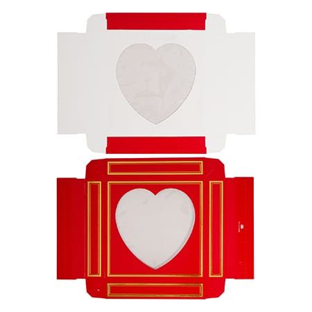 Red Candy Box with Heart Cutout and Gold Border, Half (.5) LB, 2 Piece ...