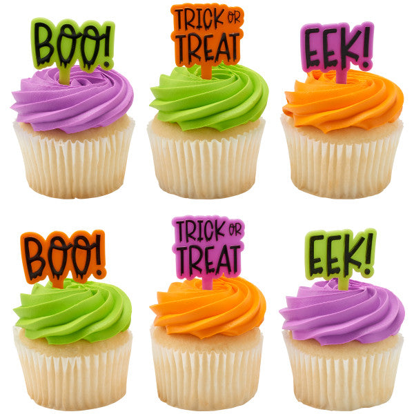 Halloween Greetings Cupcake Picks - 12 Cupcake Picks