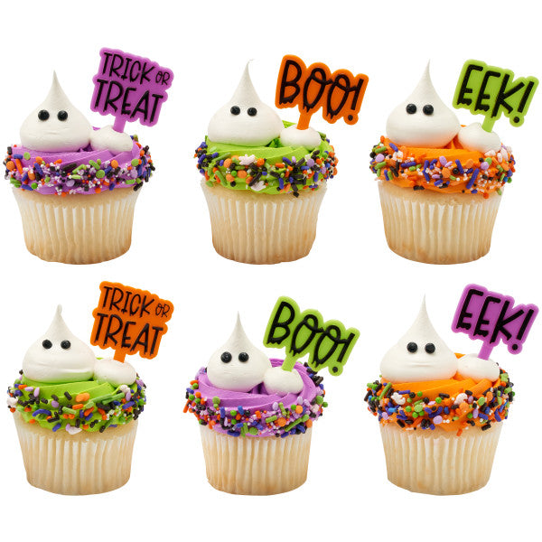 Halloween Greetings Cupcake Picks - 12 Cupcake Picks