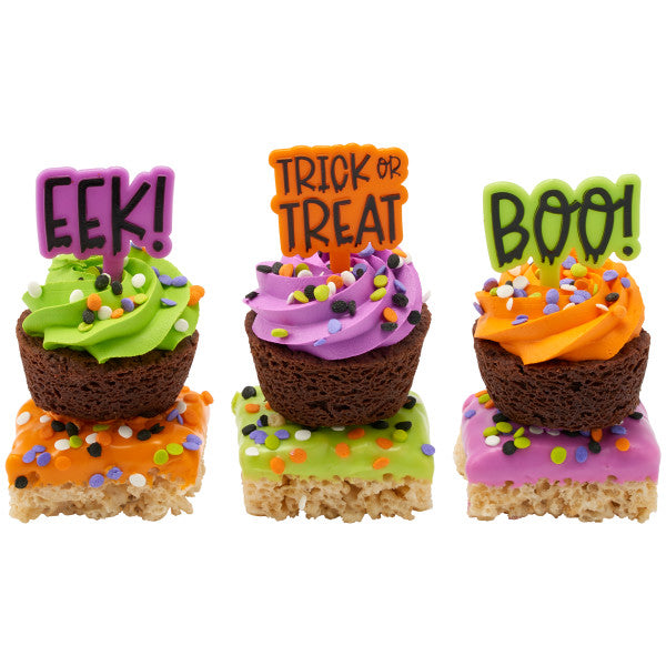 Halloween Greetings Cupcake Picks - 12 Cupcake Picks