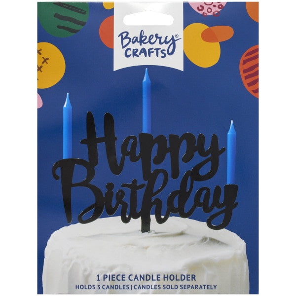 Black Happy Birthday Candle Holder