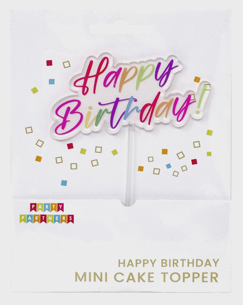 Mini Happy Birthday Rainbow Cake Topper