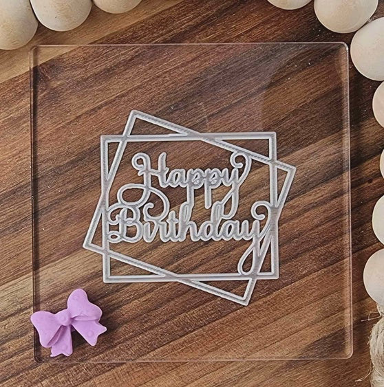 Fondant Debosser - Happy Birthday with Square