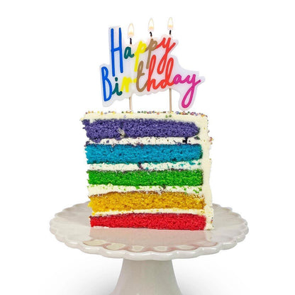 Rainbow Happy Birthday Candle Cake Topper