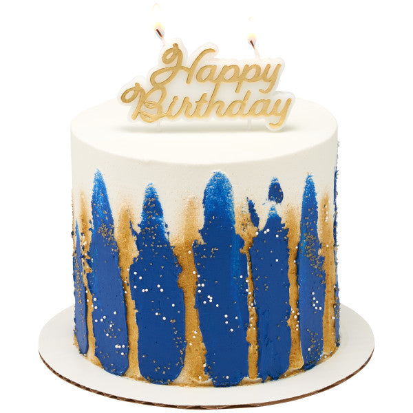 Happy Birthday Shaped Candle In Gold