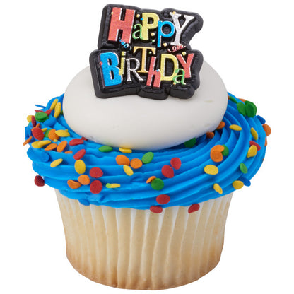 Birthday Shimmer Cupcake Rings - 12 Rings