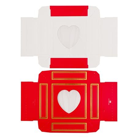 Red Candy Box with Heart Cutout and Gold Border, 3oz, 2 Piece Box with a Separate Top and Bottom