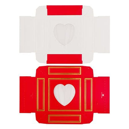 Red Candy Box with Heart Cutout and Gold Border, 3oz, 2 Piece Box with a Separate Top and Bottom