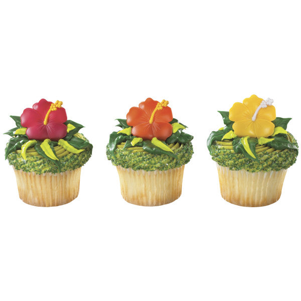 Hibiscus Flower Cupcake Rings - 12 Rings