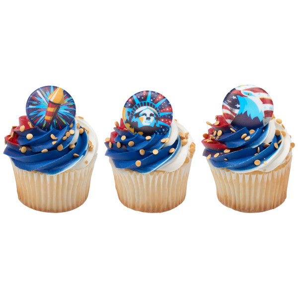 Celebrate Liberty Cupcake Rings - 12 Rings