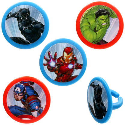 Marvel Avengers Built For Battle Cupcake Rings - 12 Rings