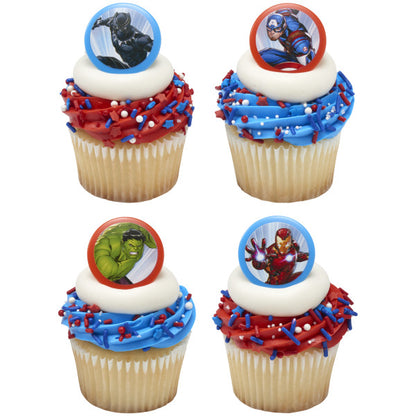 Marvel Avengers Built For Battle Cupcake Rings - 12 Rings