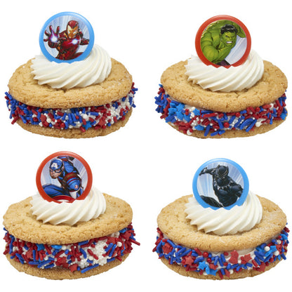 Marvel Avengers Built For Battle Cupcake Rings - 12 Rings
