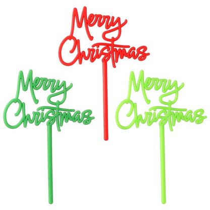 Merry Christmas Script Cupcake Picks - 12 Picks