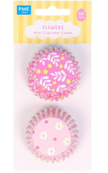 Mini Floral Foil-Lined Cupcake Liners - Set of 60