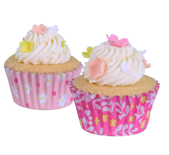 Mini Floral Foil-Lined Cupcake Liners - Set of 60