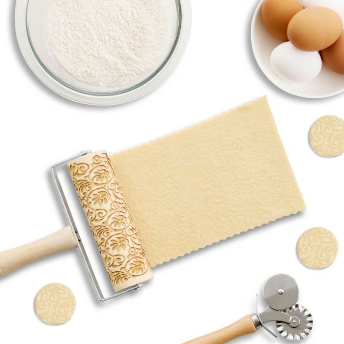Mini Embossed Rolling Pin - Floral Scroll Design