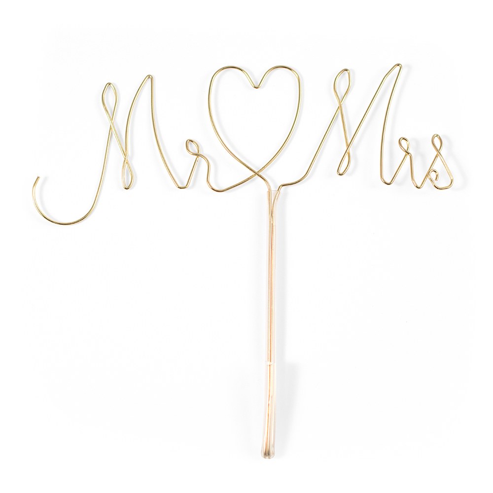 Mr & Mrs Gold Wire Cake Topper