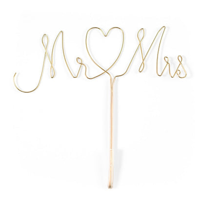 Mr & Mrs Gold Wire Cake Topper