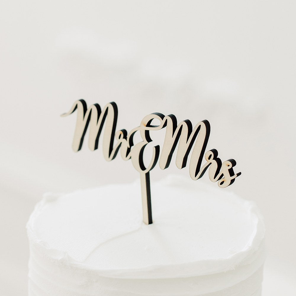 Mr & Mrs Wedding Cake Topper (Wood)