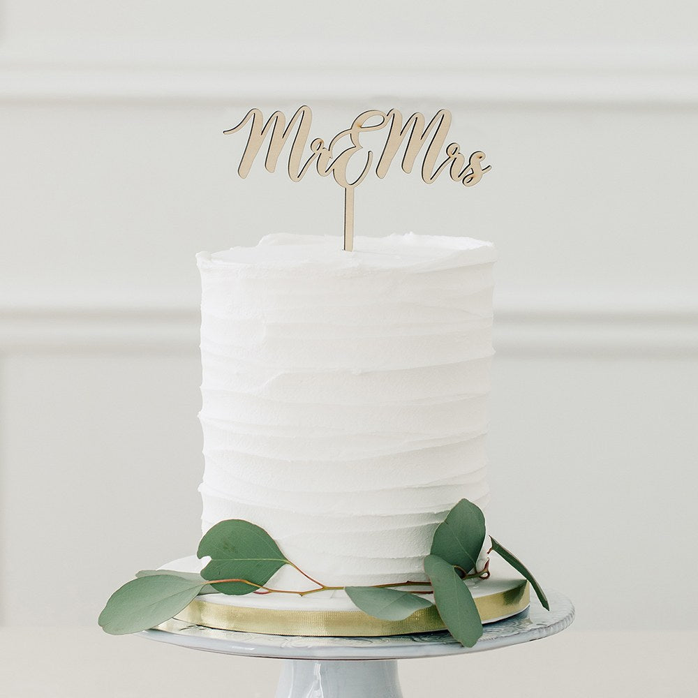 Mr & Mrs Wedding Cake Topper (Wood)