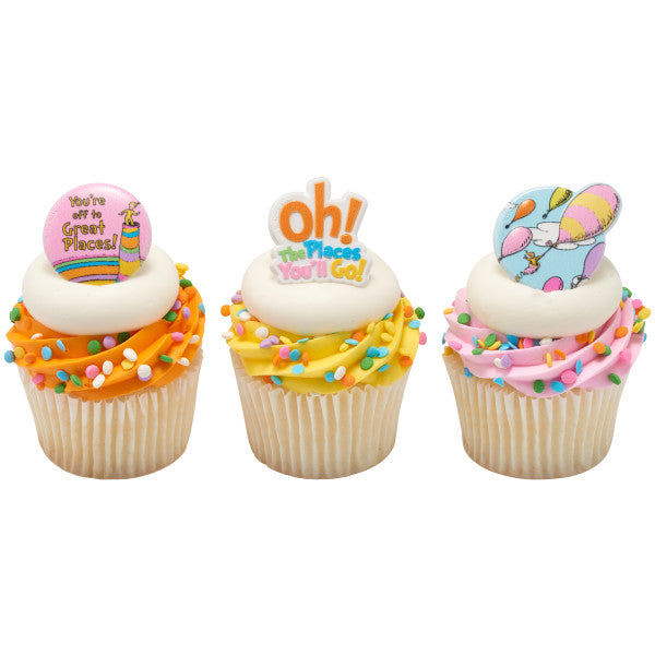 Oh, the Places You'll Go! Onward we go Cupcake Rings -12 Rings