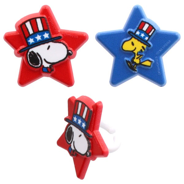 Patriotic Peanuts® Snoopy® and Woodstock® Cupcake Rings - 12 Ring