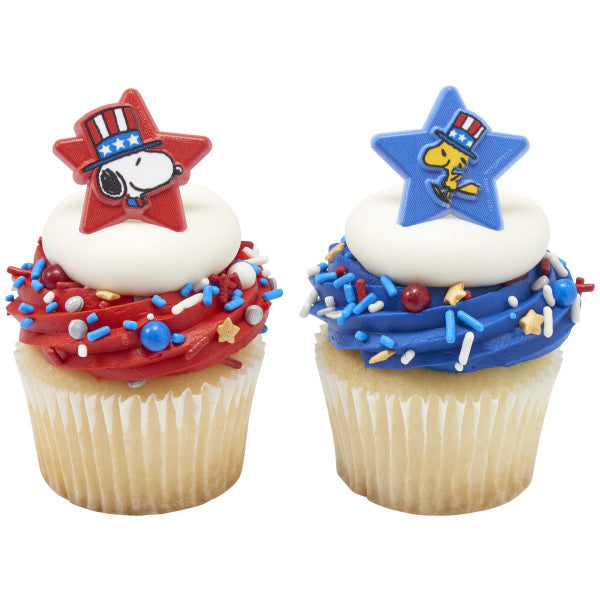 Patriotic Peanuts® Snoopy® and Woodstock® Cupcake Rings - 12 Ring