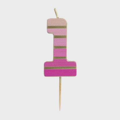 Pink & Gold Number 1 Birthday Candle