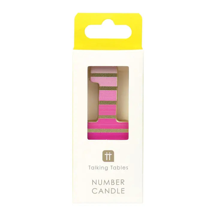 Pink & Gold Number 1 Birthday Candle