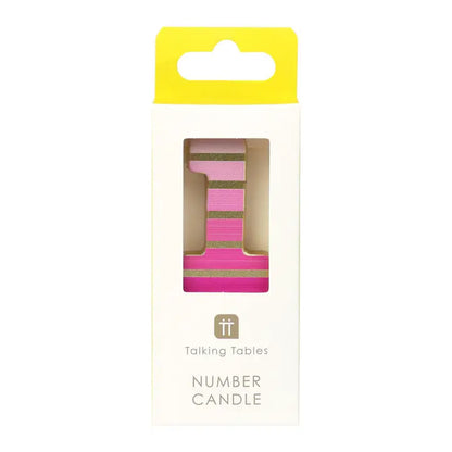 Pink & Gold Number 1 Birthday Candle