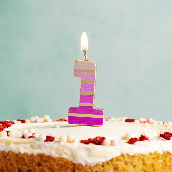 Pink & Gold Number 1 Birthday Candle