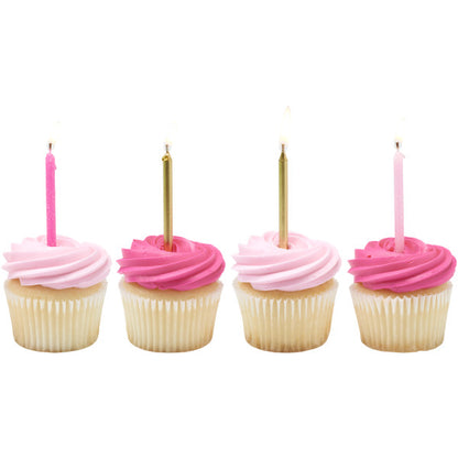 Pink Glitter & Gold Candles