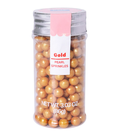 Gold Sugar Pearls - 8mm, 3oz