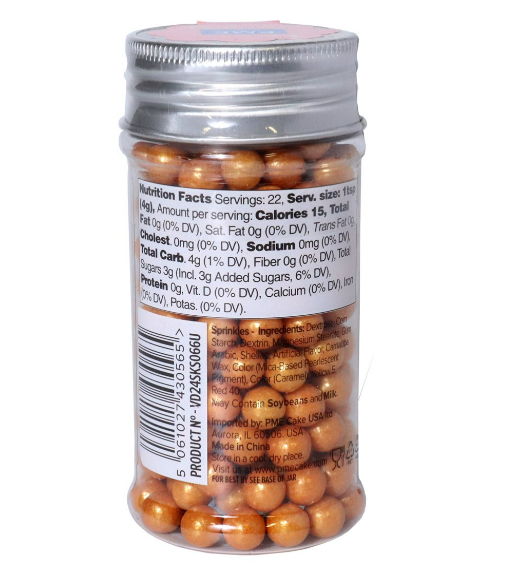 Gold Sugar Pearls - 8mm, 3oz