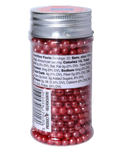 Red Sugar Pearls - 4mm, 3oz