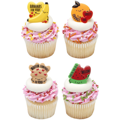 Punny Valentine's Day Cupcake Rings - 12 Rings