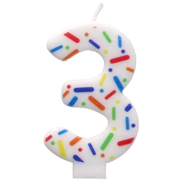Rainbow Sprinkle Candle - Number 3