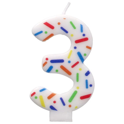 Rainbow Sprinkle Candle - Number 3