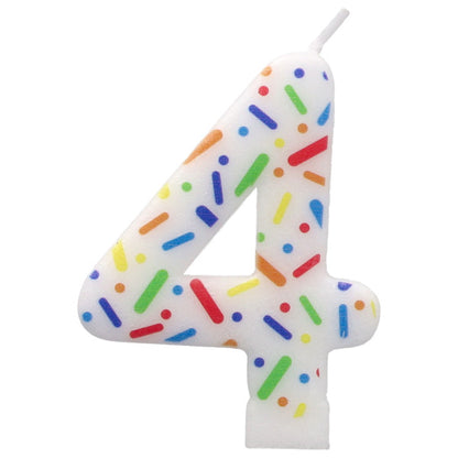 Rainbow Sprinkle Candle - Number 4