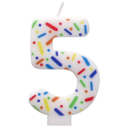 Rainbow Sprinkle Candle - Number 5