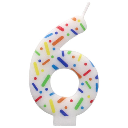 Rainbow Sprinkle Candle - Number 6