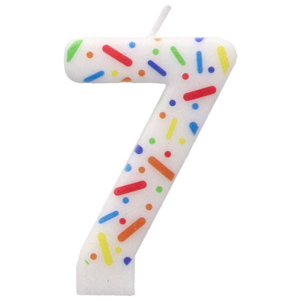 Rainbow Sprinkle Candle - Number 7